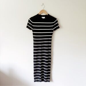 NWT Primark Black & Cream Striped Midi Dress